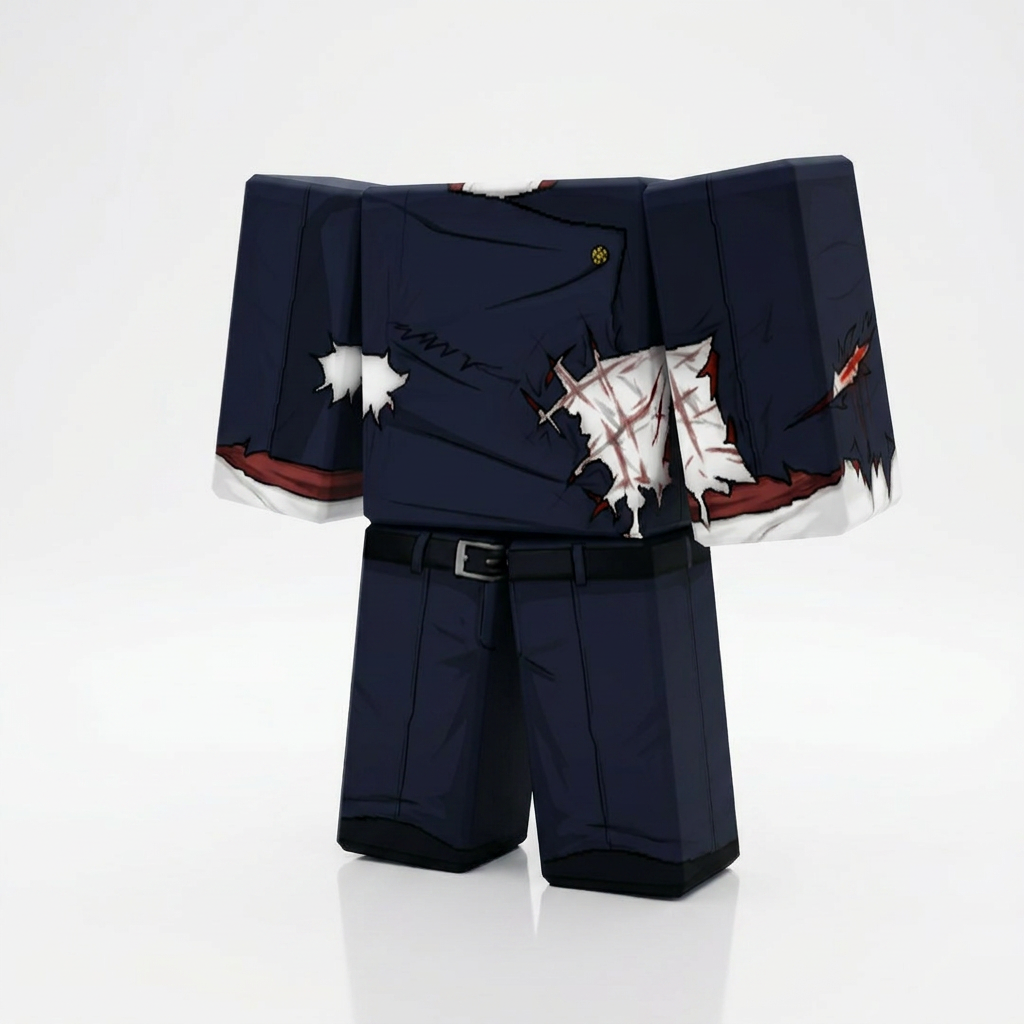 Torn Outfit Yuji Itadori Roblox Outfit – Jujutsu Kaisen Avatar Costume & Shirt Template - View 1